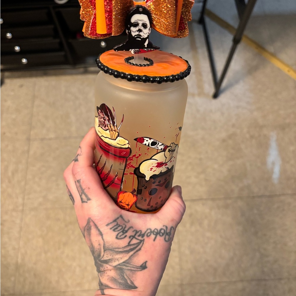 Halloween Themed Frosted Glass Jar